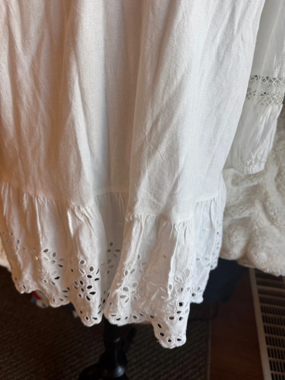 LOFT NWT Romantic Coastal White Eyelet Long Sleeve Boho Chic Mini Dress - Picture 4 of 12
